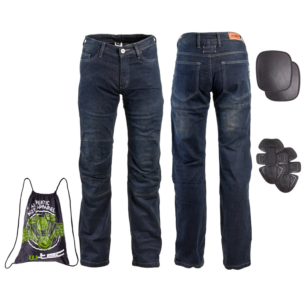 Pánské moto jeansy W-TEC Pawted s nepromokavou membránou (Velikost: 5XL, Barva: tmavě modrá)