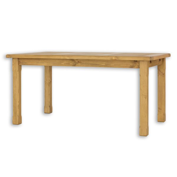 Jídelní stůl ST701, 140x76x80, borovice, vosk (Délka: 80, Struktura desky: Lité lamely, Barva dřeva: Bílá patina)