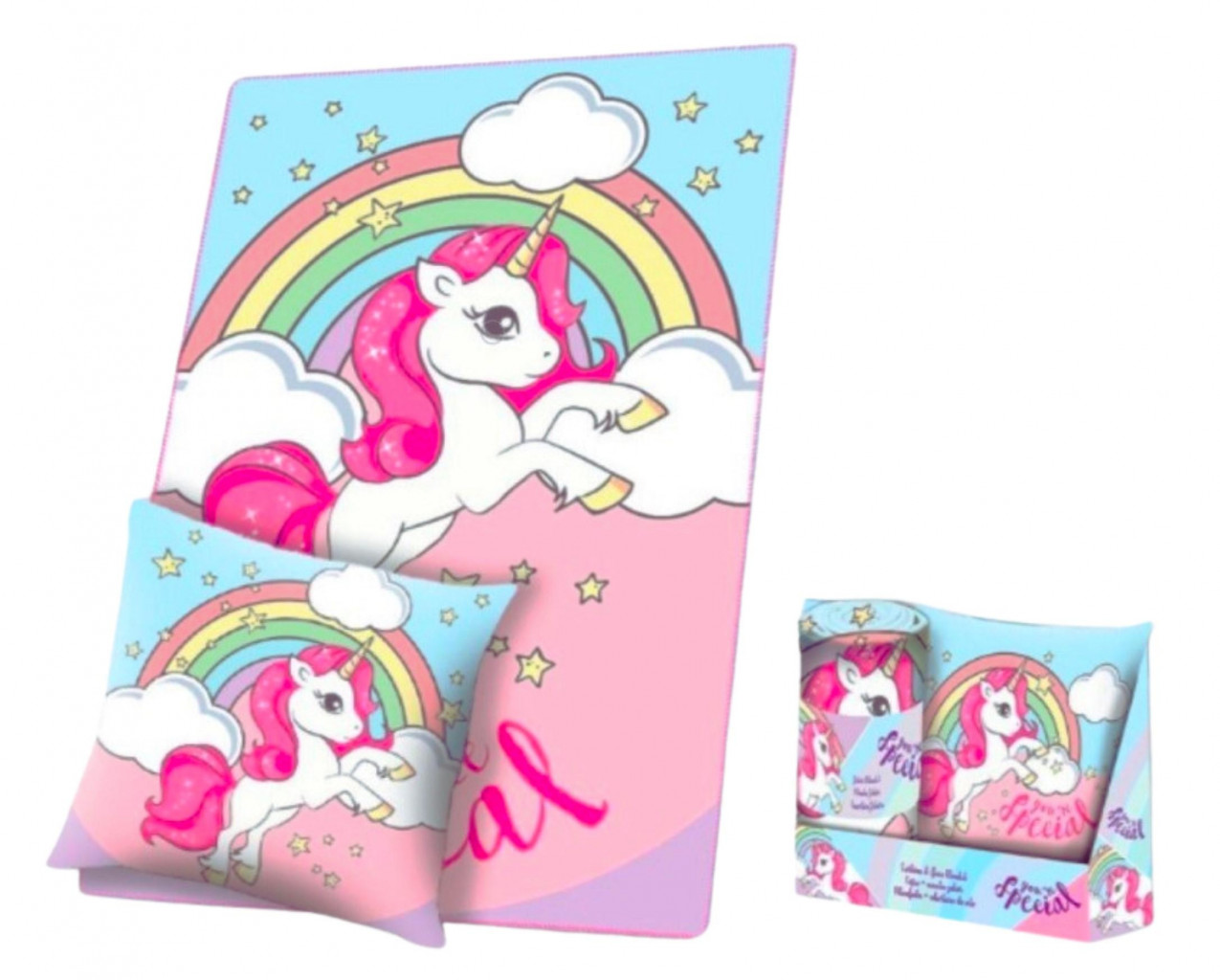 SOUPRAVA POLŠTÁŘ A DEKA UNICORN (Forkids - velikost: uni)