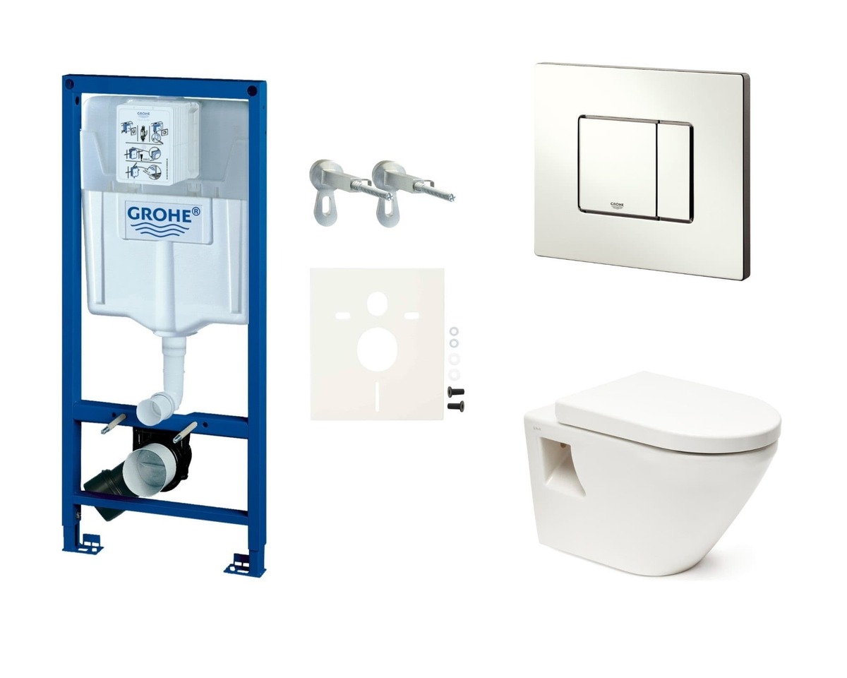 Cenově zvýhodněný závěsný WC set Grohe do lehkých stěn / předstěnová montáž+ WC Vitra Integra SIKOGRSINT2S