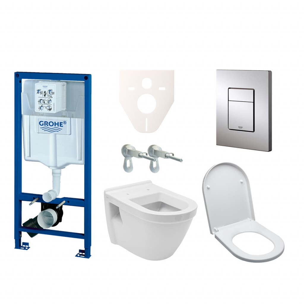 Cenově zvýhodněný závěsný WC set Grohe do lehkých stěn / předstěnová montáž+ WC Vitra Integra vč. sedátka 38528SET-KH