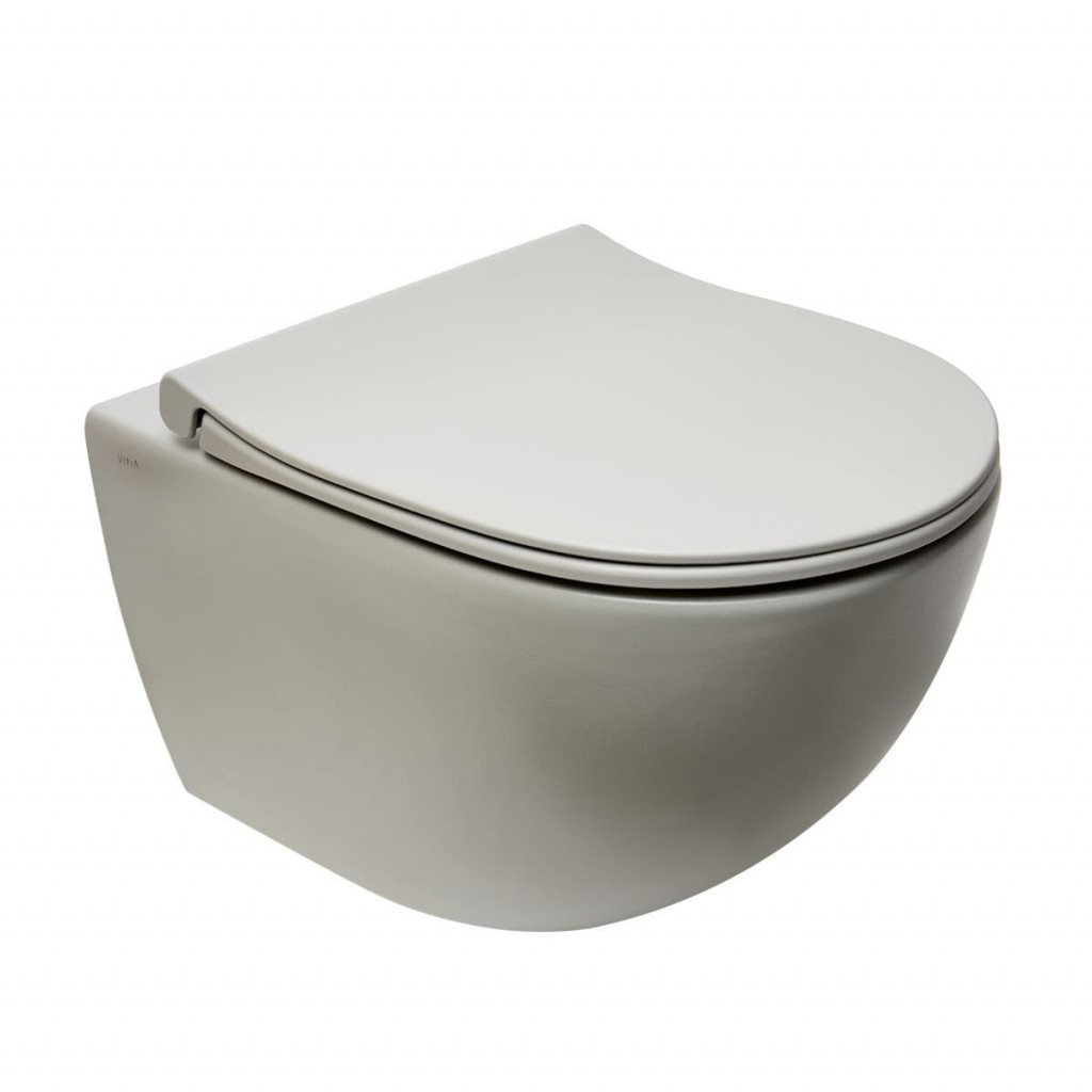 WC závěsné VitrA Sento SmoothFlush šedé včetně sedátka, zadní odpad 7848-076-0101