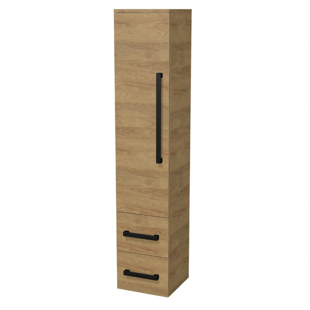 Koupelnová skříňka vysoká s černou úchytkou SAT Cube Way 32,5x63x20 cm dub Hickory mat CUBE3CV35DH