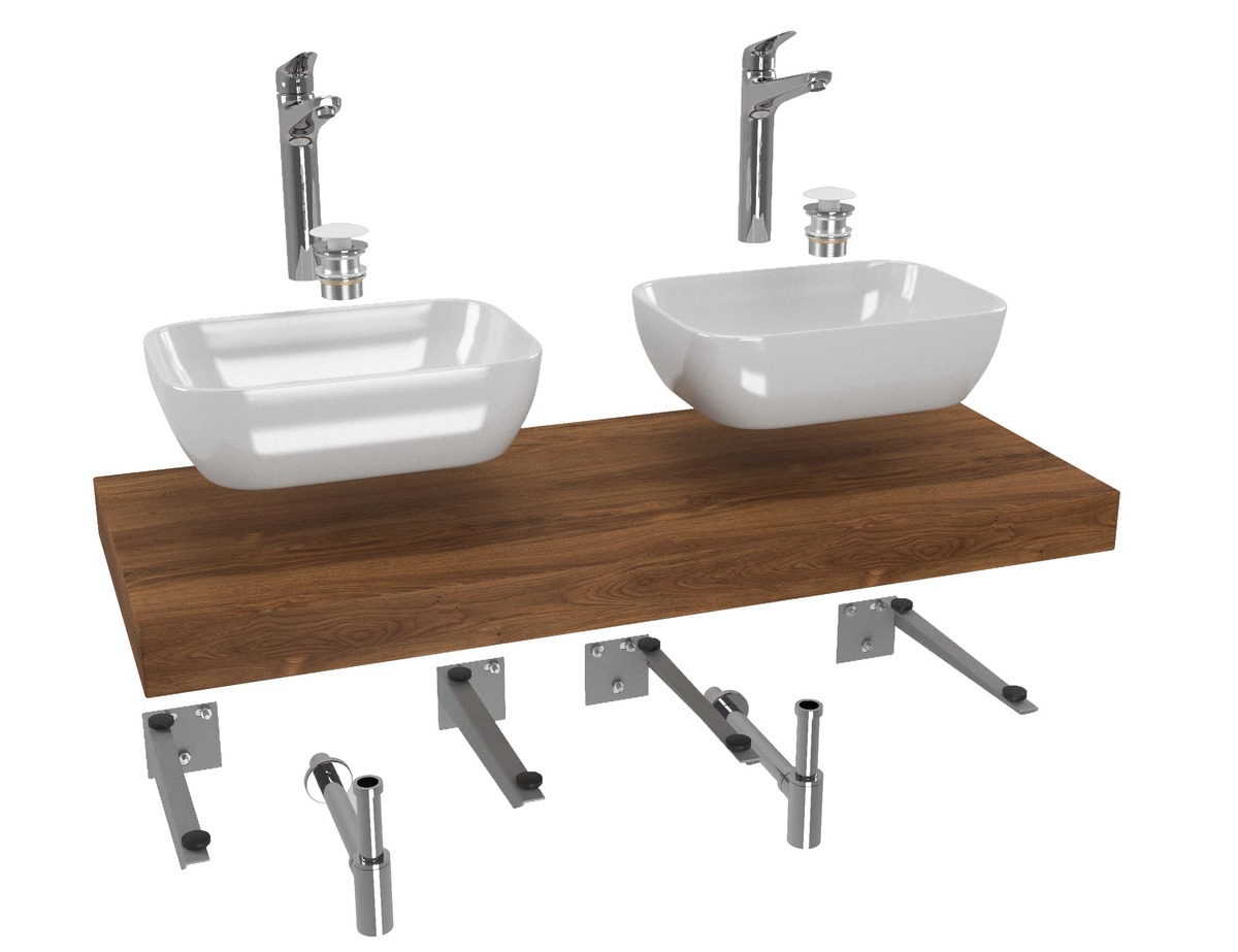 Koupelnová sestava Hansgrohe s deskou pod umyvadlo Dolce 120x8x50 cm dub charleston KSETDO20