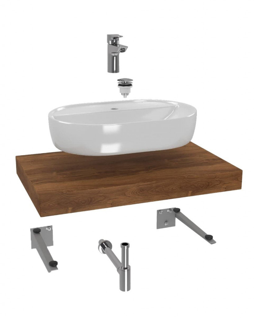 Koupelnová sestava Hansgrohe s deskou pod umyvadlo Dolce 80x8x50 cm dub charleston KSETDO4