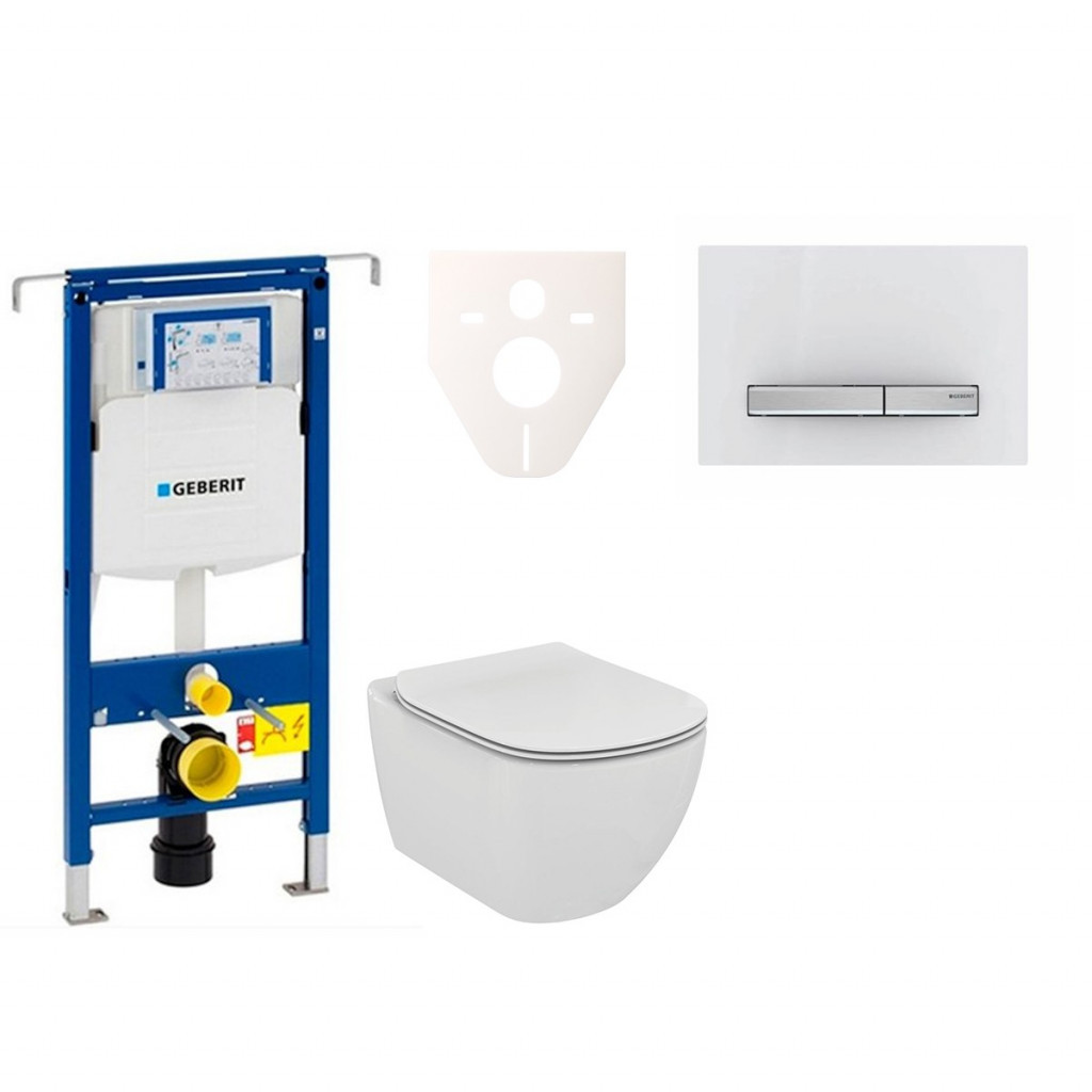 Cenově zvýhodněný závěsný WC set Geberit do lehkých stěn / předstěnová montáž + WC Ideal Standard Tesi 111.355.00.5NF8