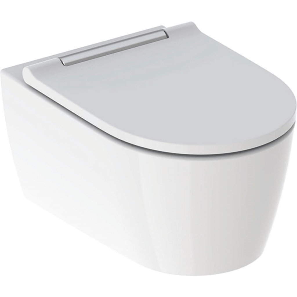 Geberit ONE - Závěsné WC se sedátkem softclose, TurboFlush, KeraTect, bílá/chrom 500.202.01.1