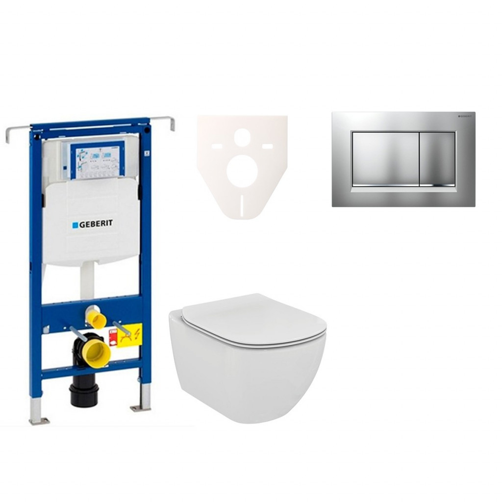 Cenově zvýhodněný závěsný WC set Geberit do lehkých stěn / předstěnová montáž+ WC Ideal Standard Tesi 111.355.00.5NE7