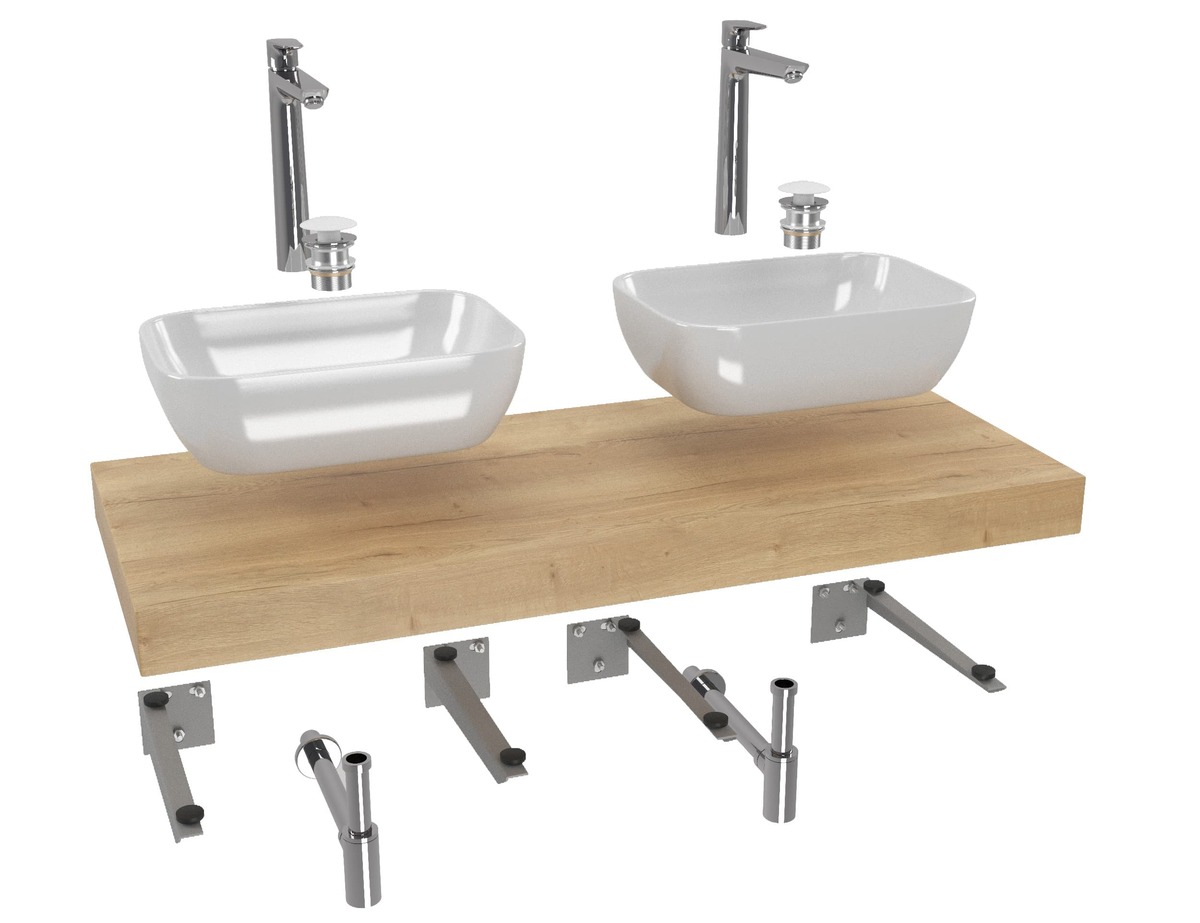 Koupelnová sestava Hansgrohe s deskou pod umyvadlo Dolce 120x8x50 cm dub halifax KSETDO18