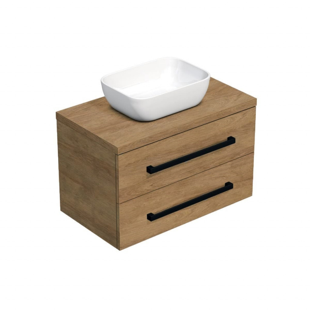 Koupelnová skříňka s černou úchytkou a krycí deskou SAT Cube Way 80x71x46 cm dub Hickory mat CUBE46C803DH45